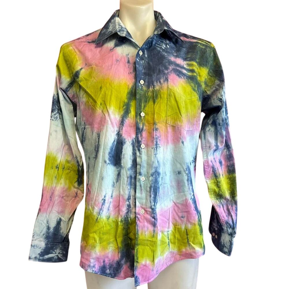 Mens Shirt Size Large Multicolor Tie Dye Retro Resort Night Out Club Festival